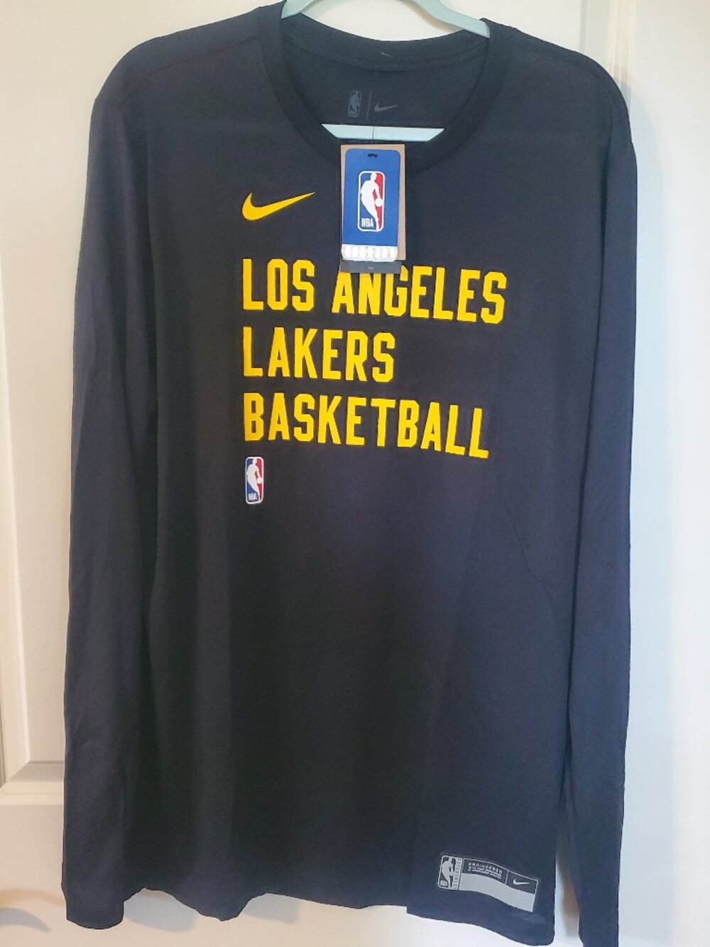 Nike x Los Angeles Lakers Basketball team player issued shooting shirt L-tall